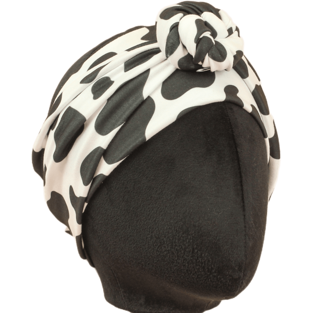 Cow Print Black and White Wrap Headband - The Sassy Olive