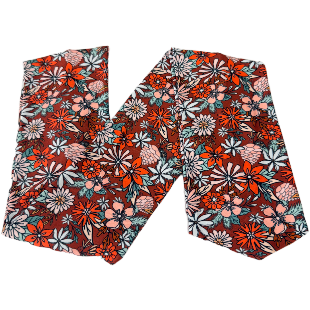 Cranberry Christmas Blooms Wrap Headband - The Sassy Olive