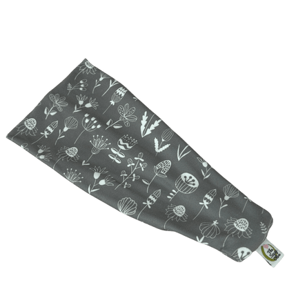 Doodle Flowers Grey Stretch Headband - The Sassy Olive