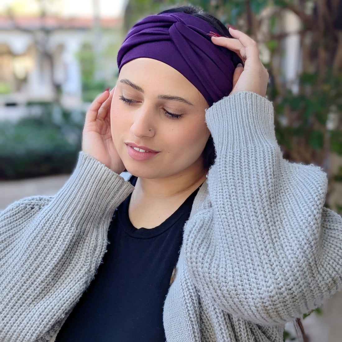 Eggplant Purple Solid Wrap Headband - The Sassy Olive