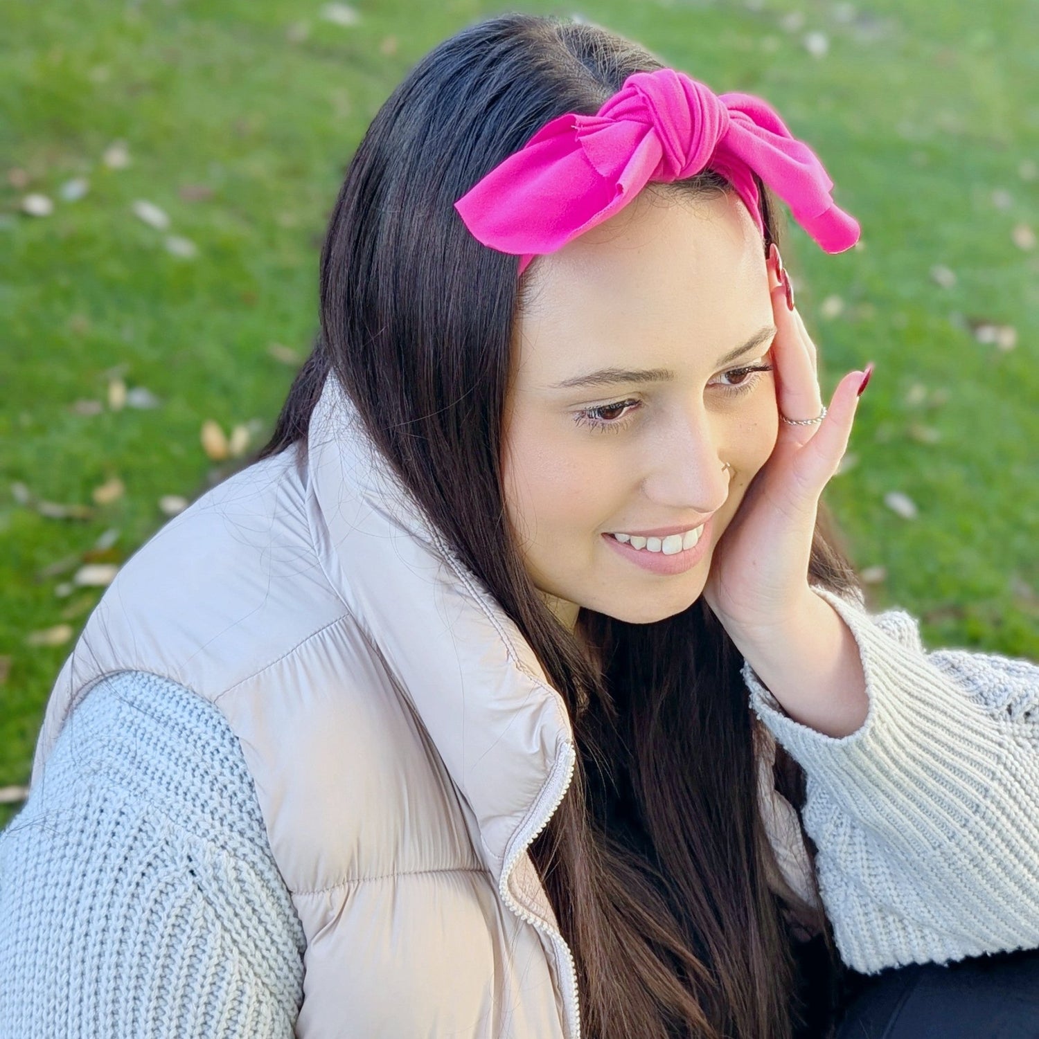 Fuchsia Pink Top Knot Headband - The Sassy Olive