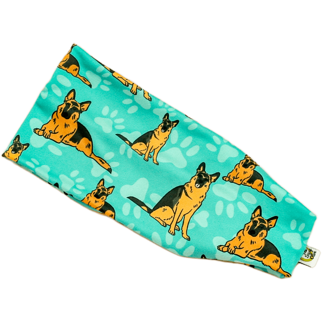 German Shepard Green Stretch Headband - The Sassy Olive