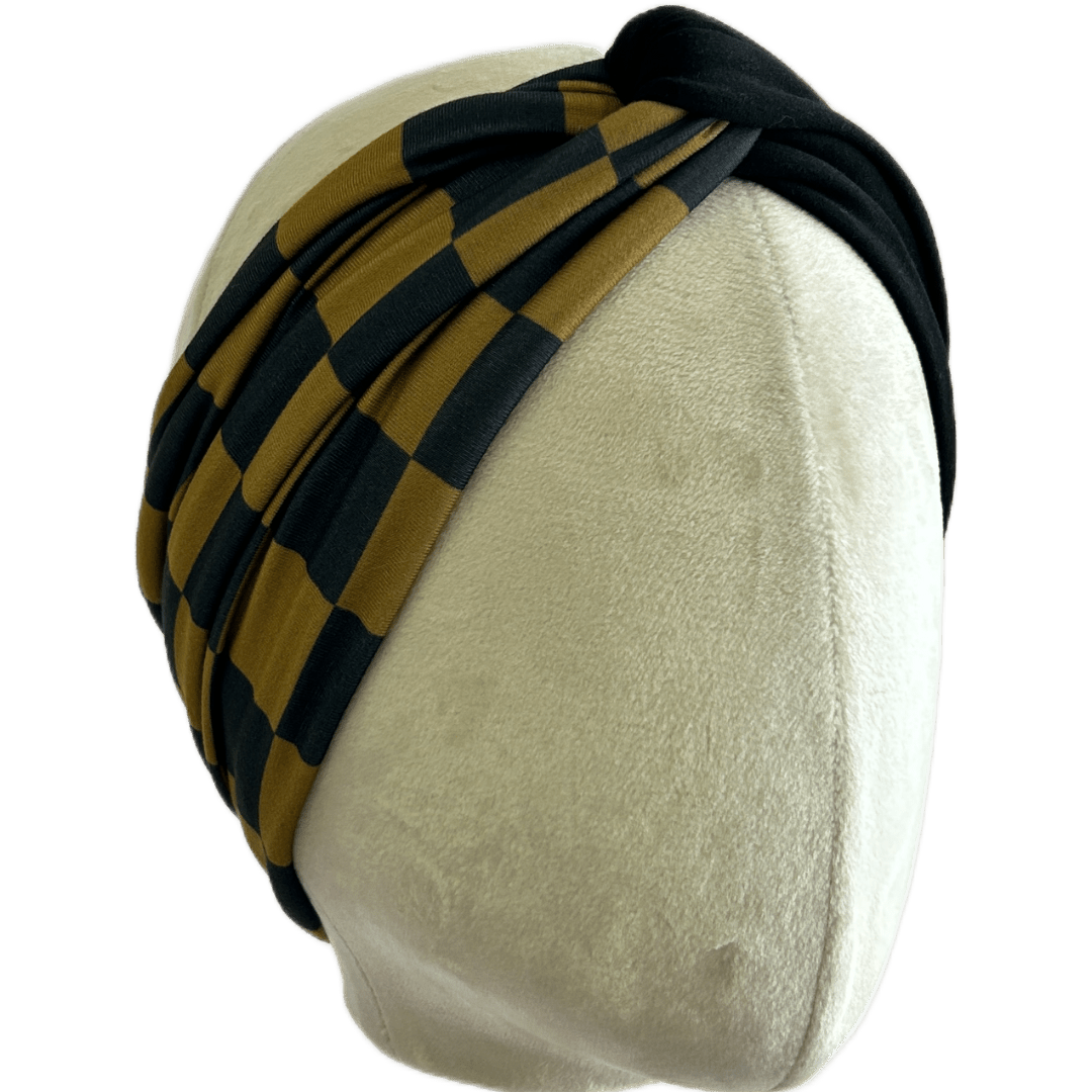 Golden Check Twist Headband - The Sassy Olive