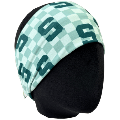 Green Checker MSU Stretch Headband - The Sassy Olive