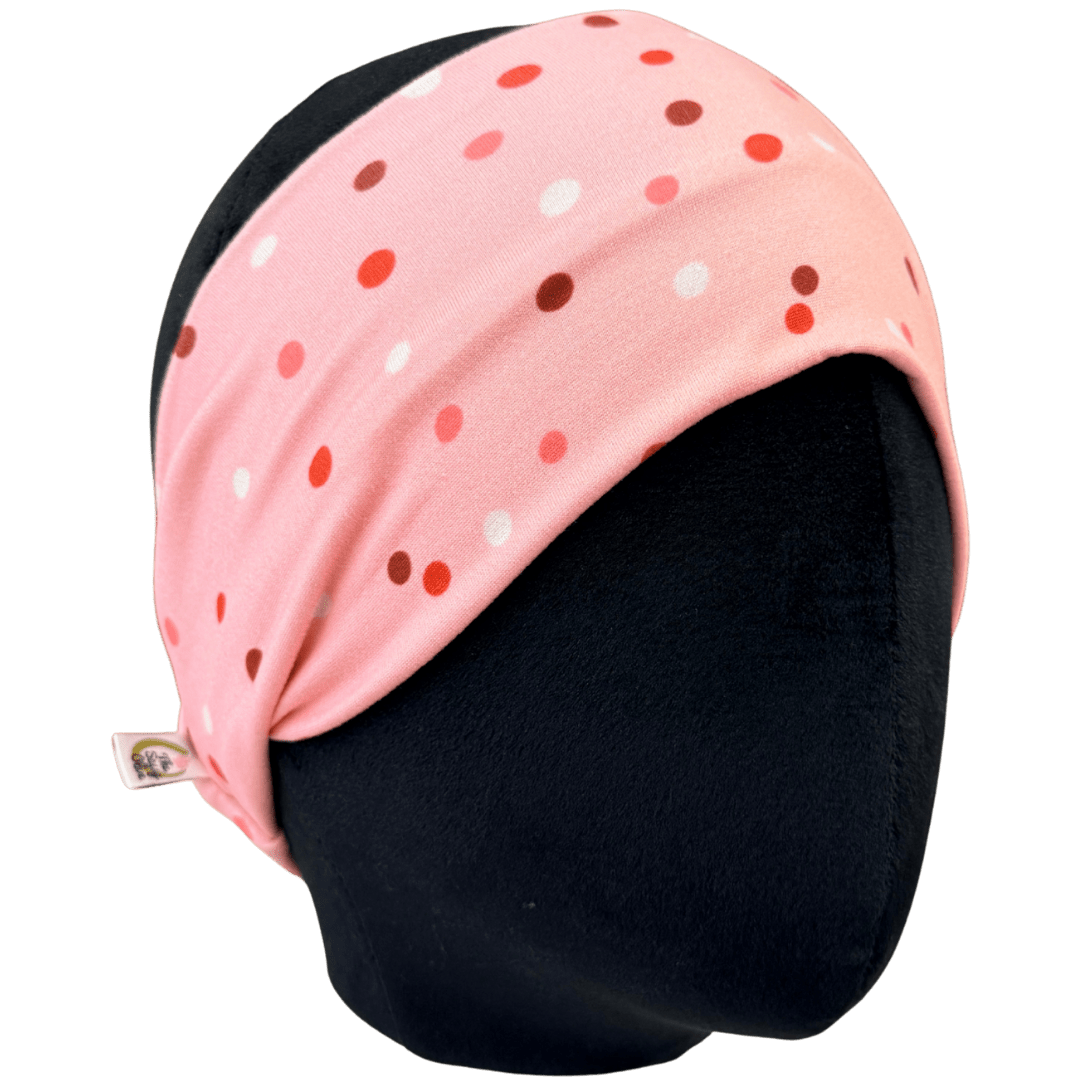 Mini Pink Polka Dots Stretch Headband - The Sassy Olive