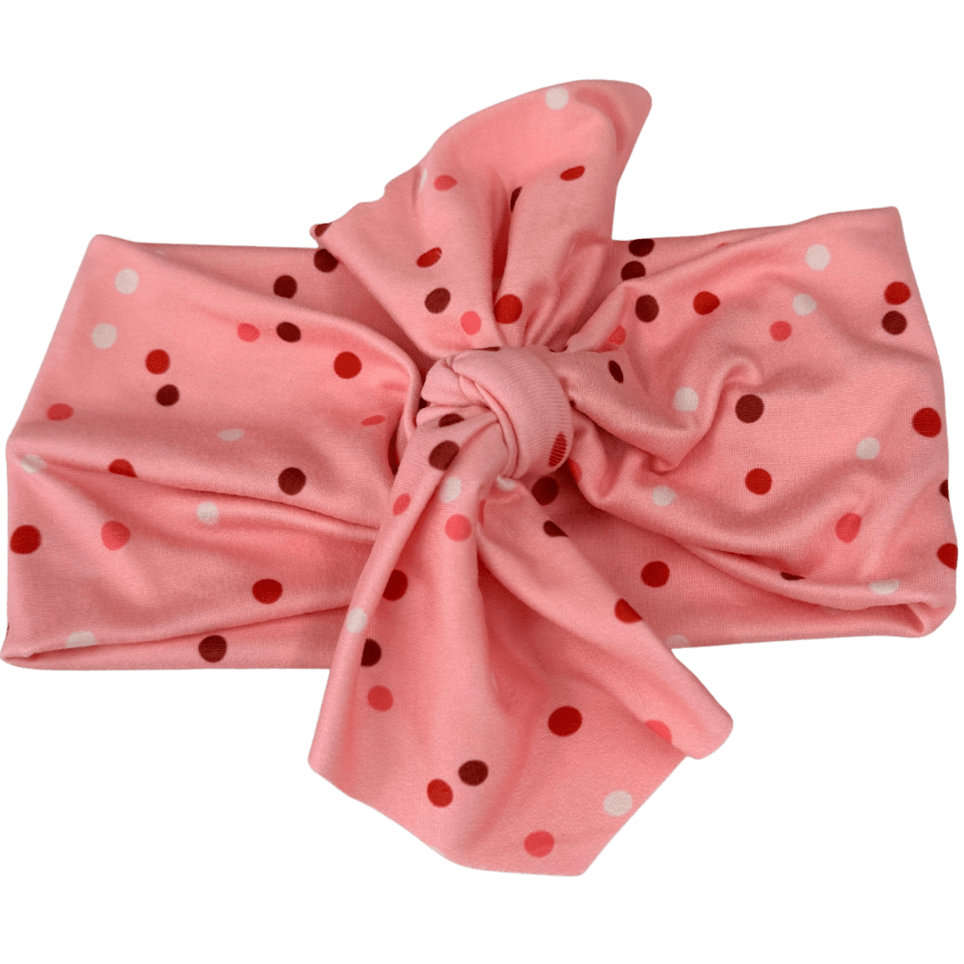 Mini Pink Polka Dots Topknot Headband - The Sassy Olive