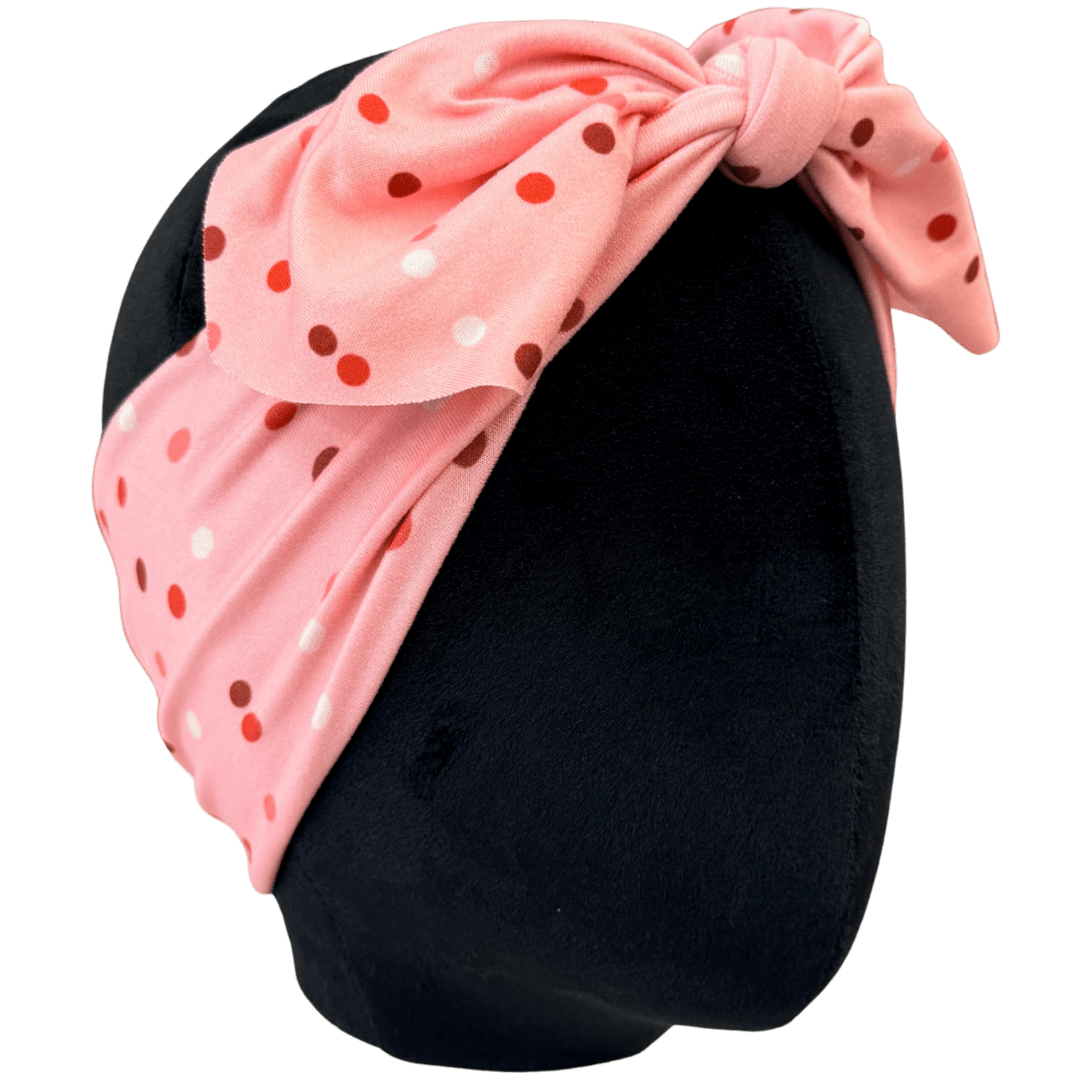 Mini Pink Polka Dots Topknot Headband - The Sassy Olive