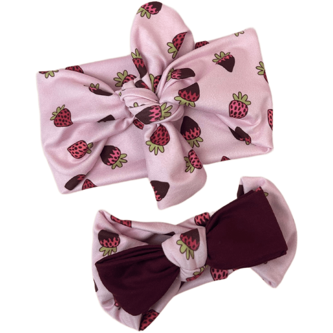 Mommy &amp; Me Headband Set – Chocolate Strawberry Top Knot (2 - Piece) - The Sassy Olive