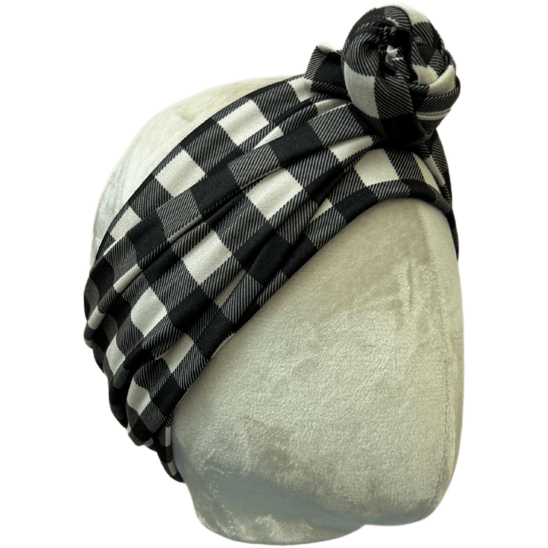 Natural Buffalo Plaid Wrap Headband - The Sassy Olive