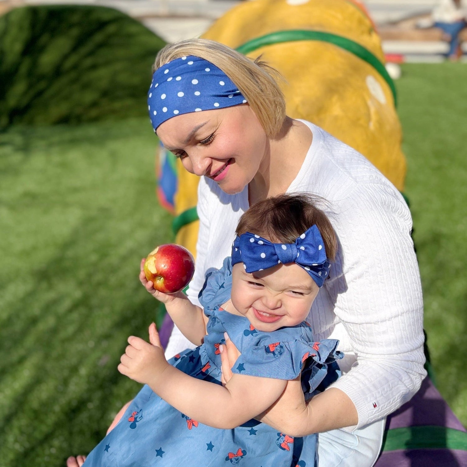 Navy Polka Dot Stretch Headband - The Sassy Olive