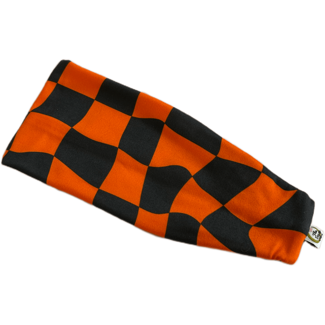 Orange and Black Check Stretch Headband - The Sassy Olive