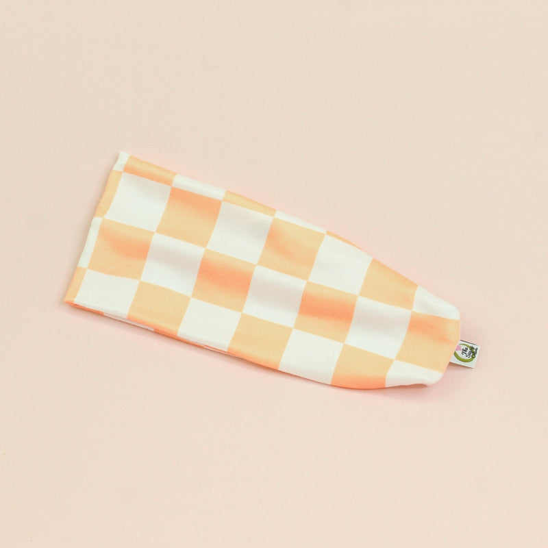 Peach Fuzz Checker Stretch Headband - The Sassy Olive