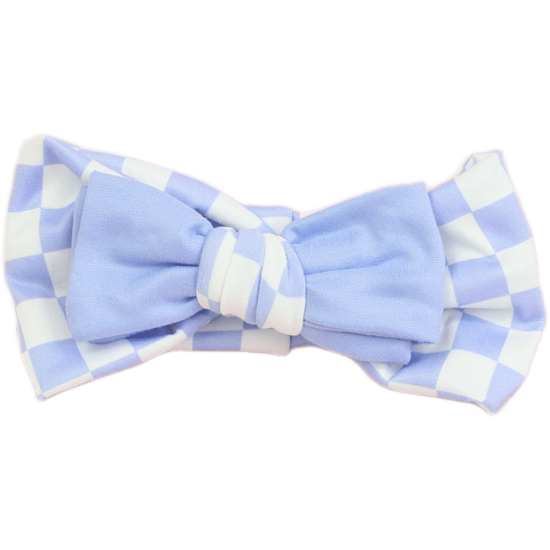 Periwinkle Checkered Baby Headband - The Sassy Olive