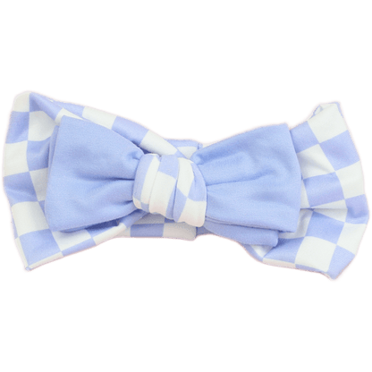 Periwinkle Checkered Baby Headband - The Sassy Olive