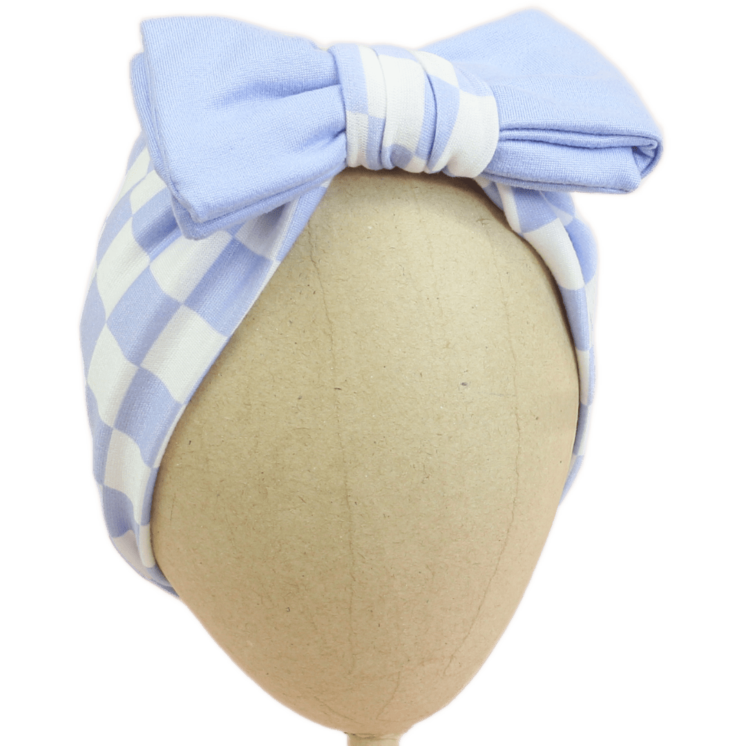 Periwinkle Checkered Baby Headband - The Sassy Olive