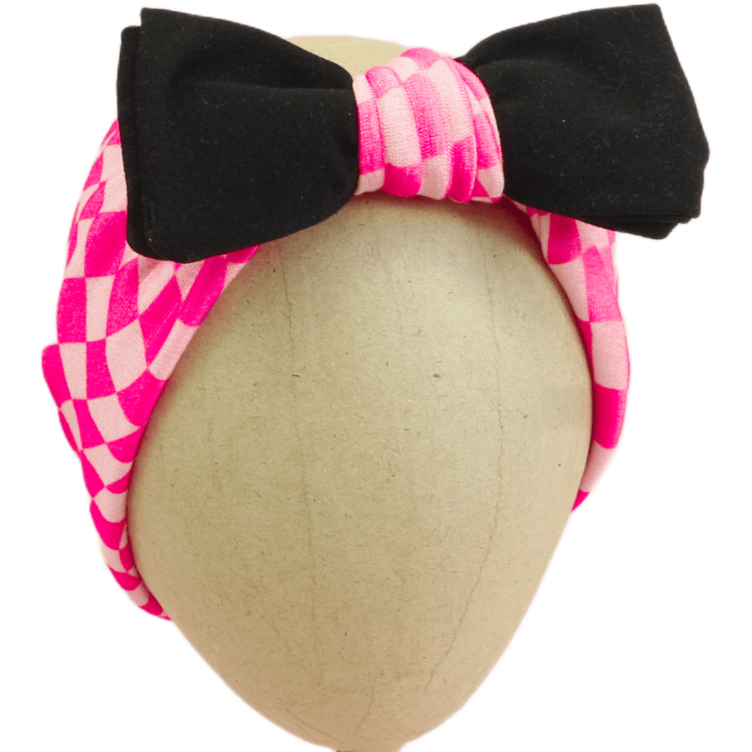 Pink Checkered Baby Headband - The Sassy Olive