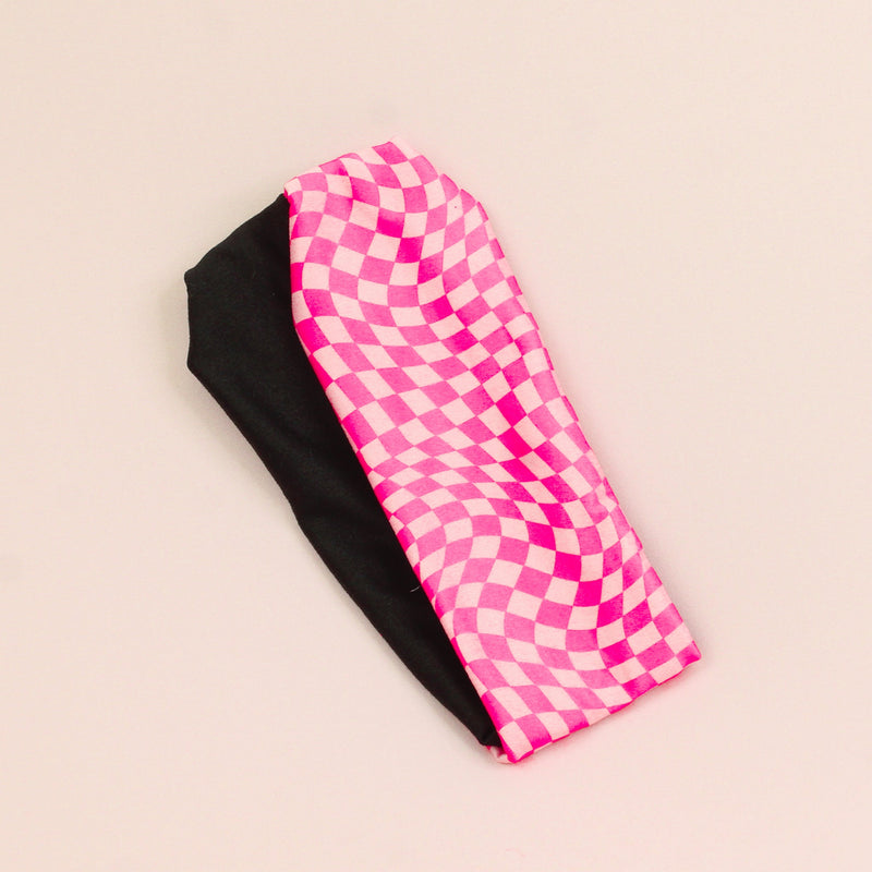 Pink Checkered Twist Headband - The Sassy Olive
