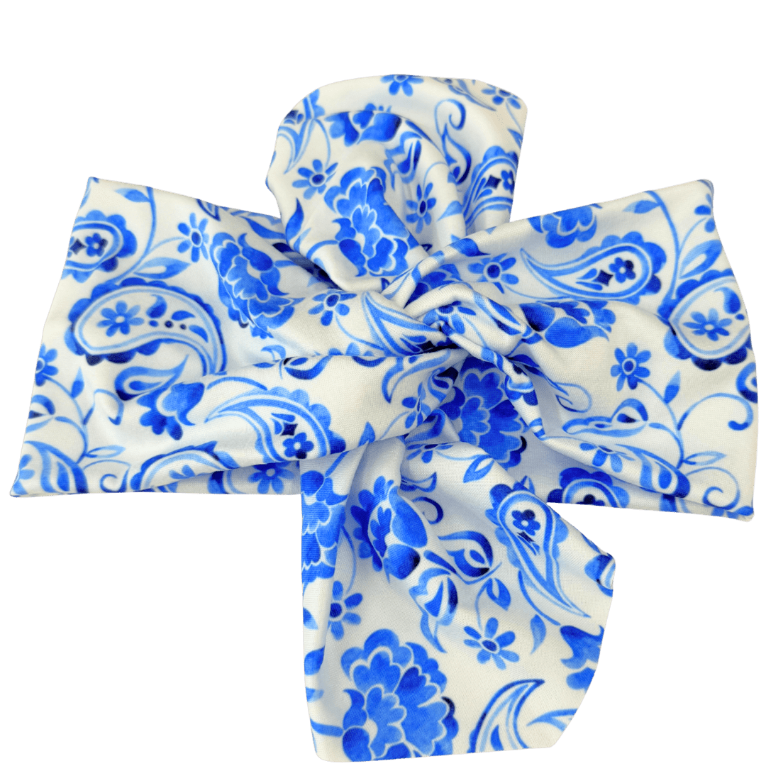 Porcelain Paisley Top Knot Headband - The Sassy Olive