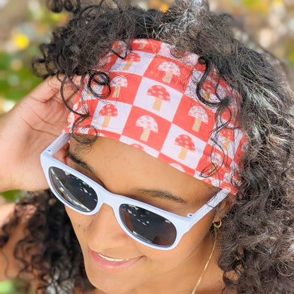 Red Checkered Mushrooms Stretch Headband - The Sassy Olive
