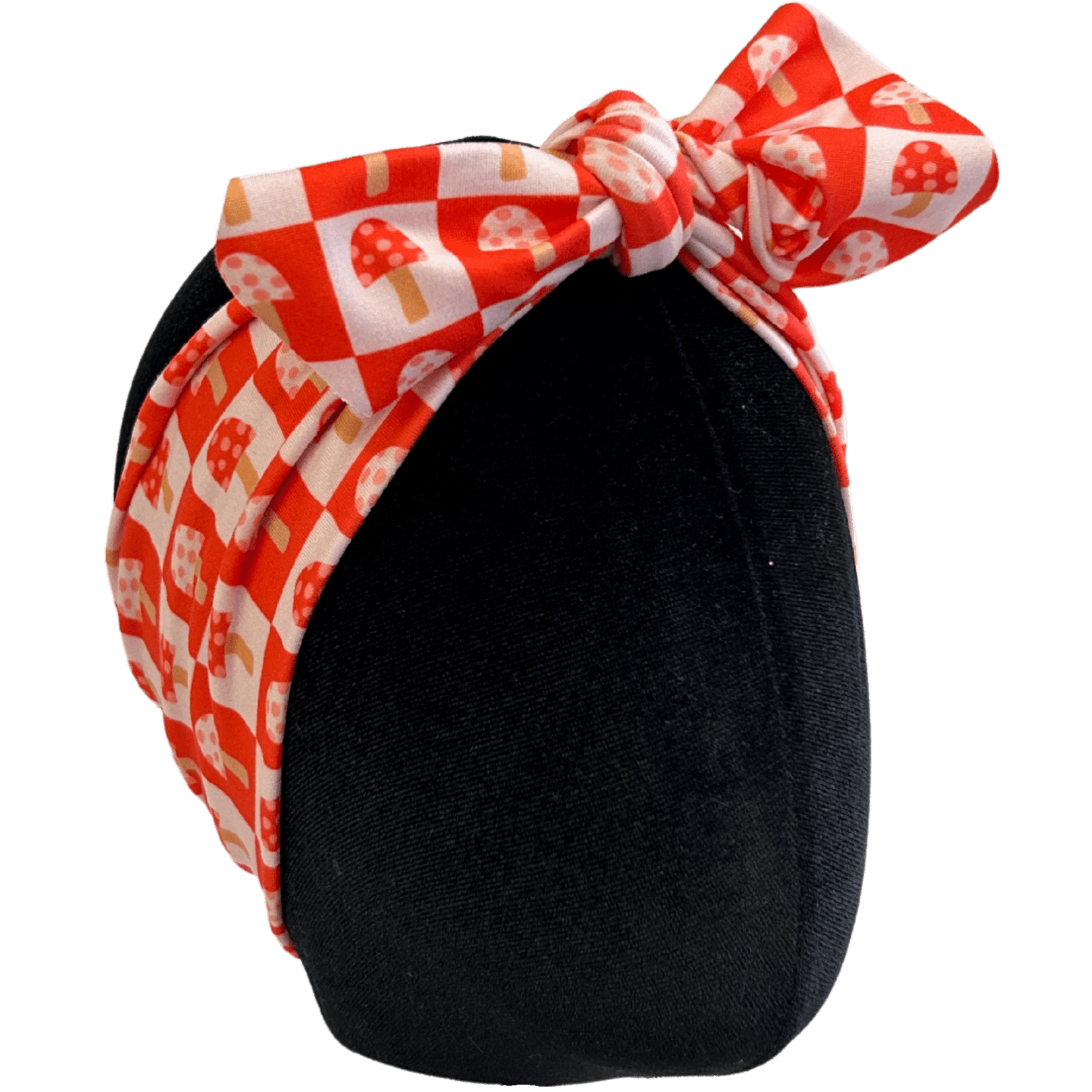 Red Checkered Mushrooms Topknot Headband - The Sassy Olive