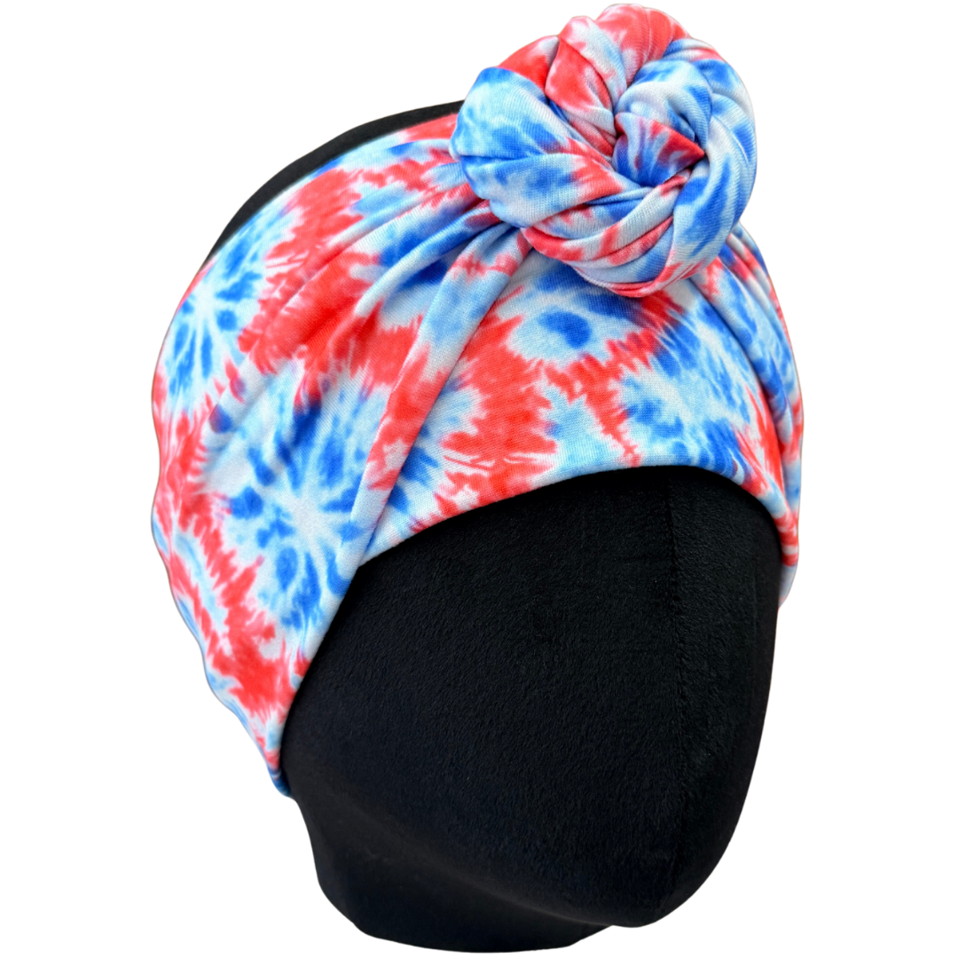 Red, White &amp; Blue Tie - Dye Wrap Headband - The Sassy Olive