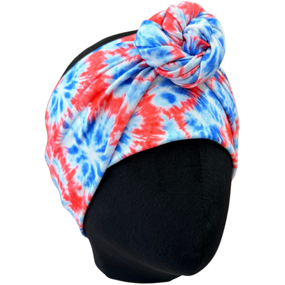 Red, White &amp; Blue Tie - Dye Wrap Headband - The Sassy Olive