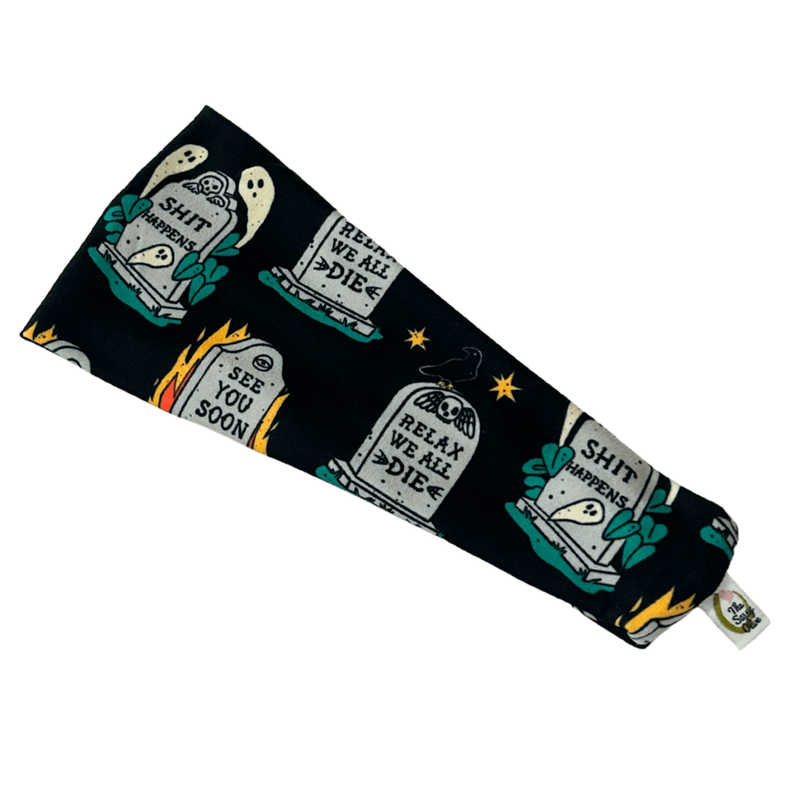 Relax, We All Die Stretch Headband - The Sassy Olive