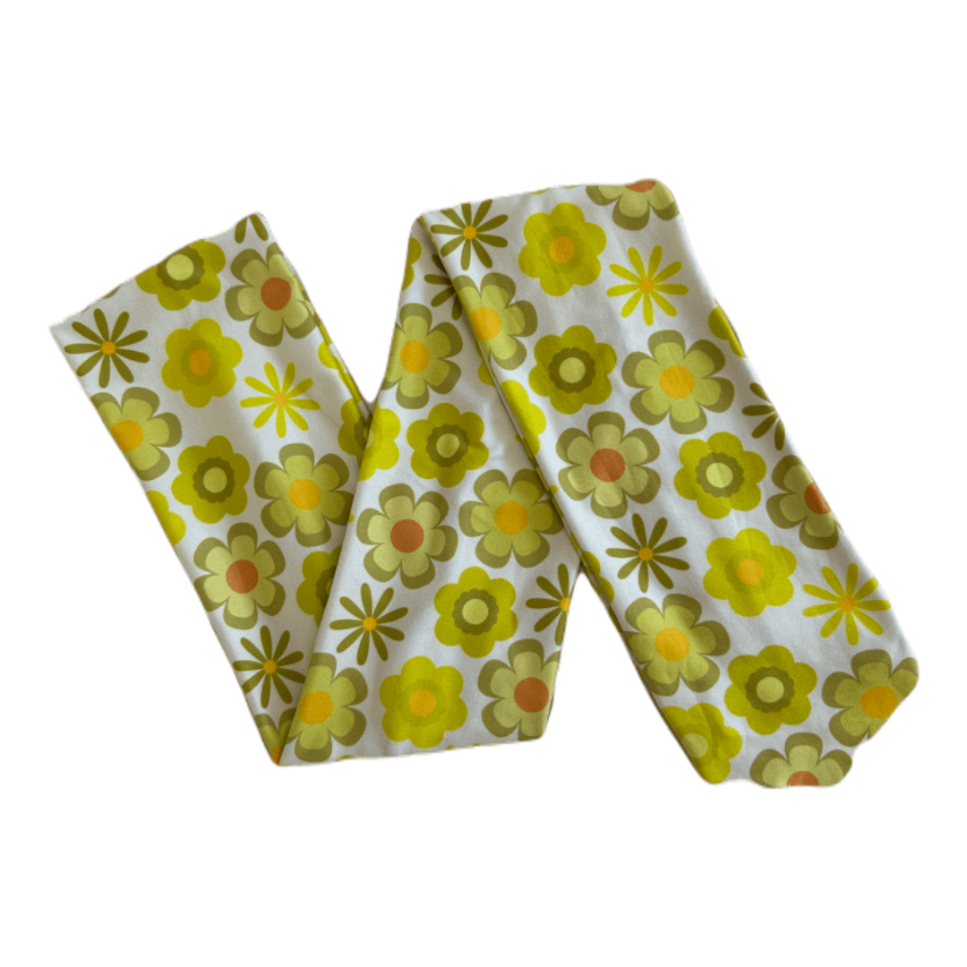 Retro Chartreuse Floral Wrap Headband - The Sassy Olive