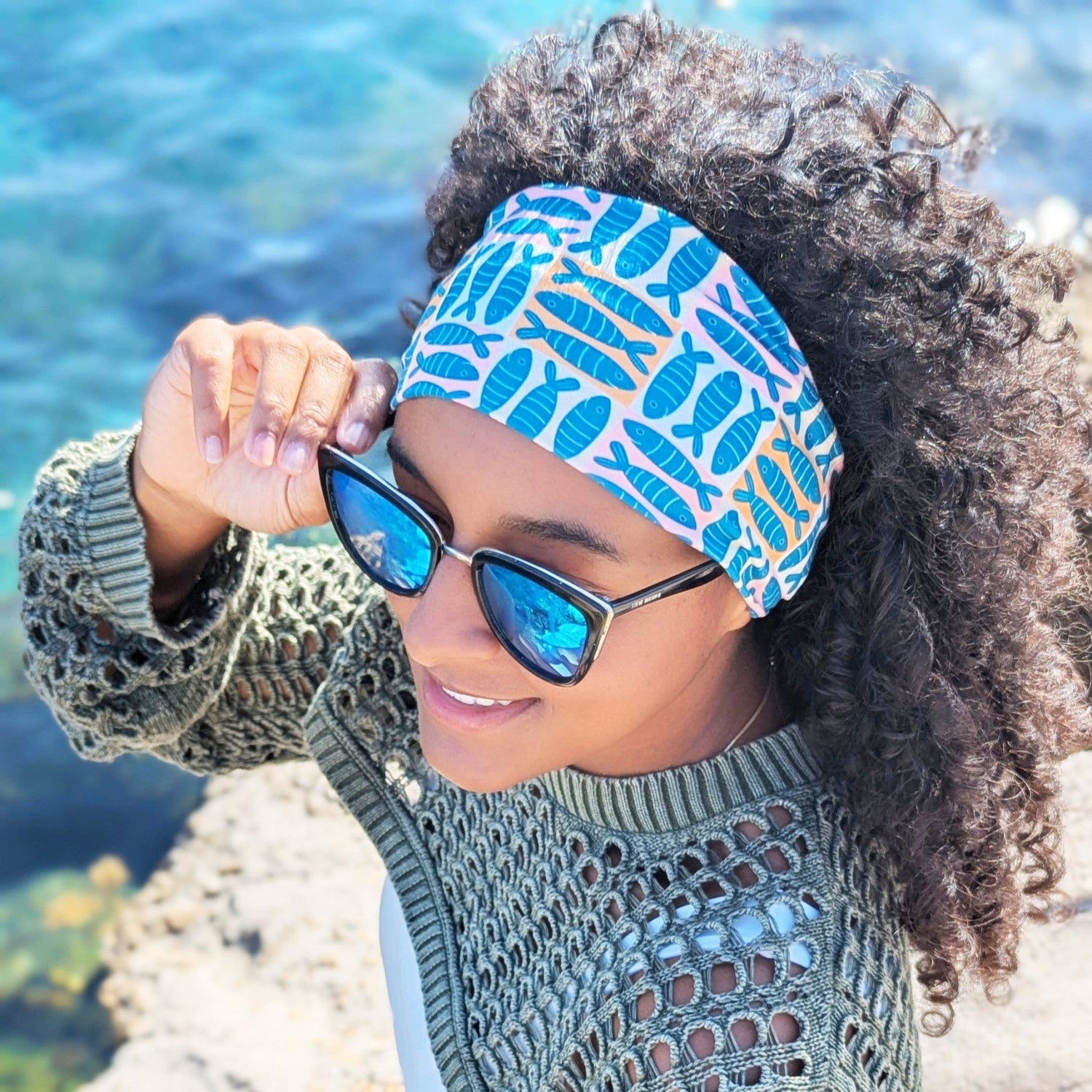 Sardine Grid Stretch Headband - The Sassy Olive