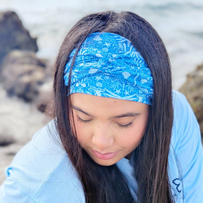 Sea Garden Blue Wrap Headband - The Sassy Olive