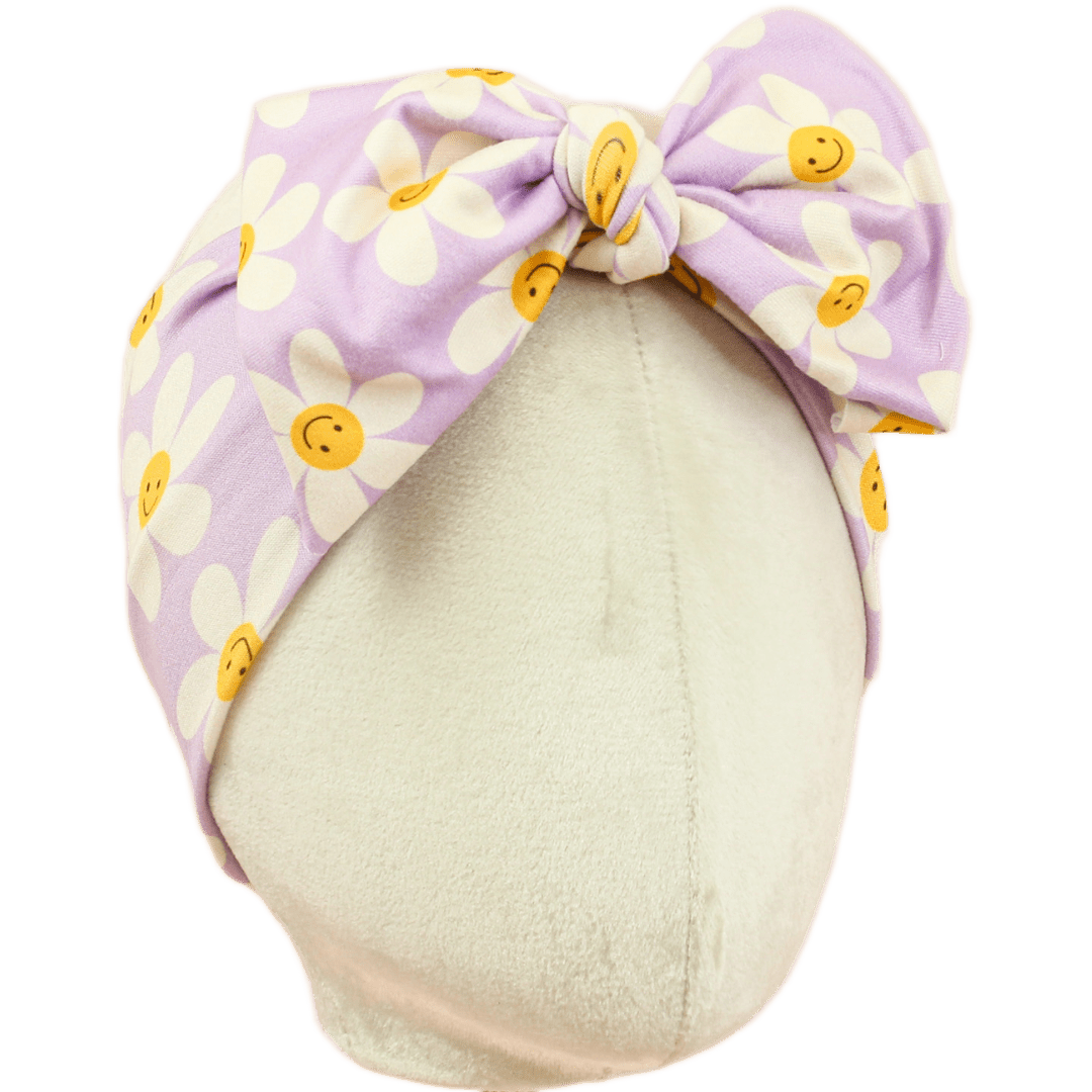 Smiley Purple Daisies Top Knot Headband - The Sassy Olive