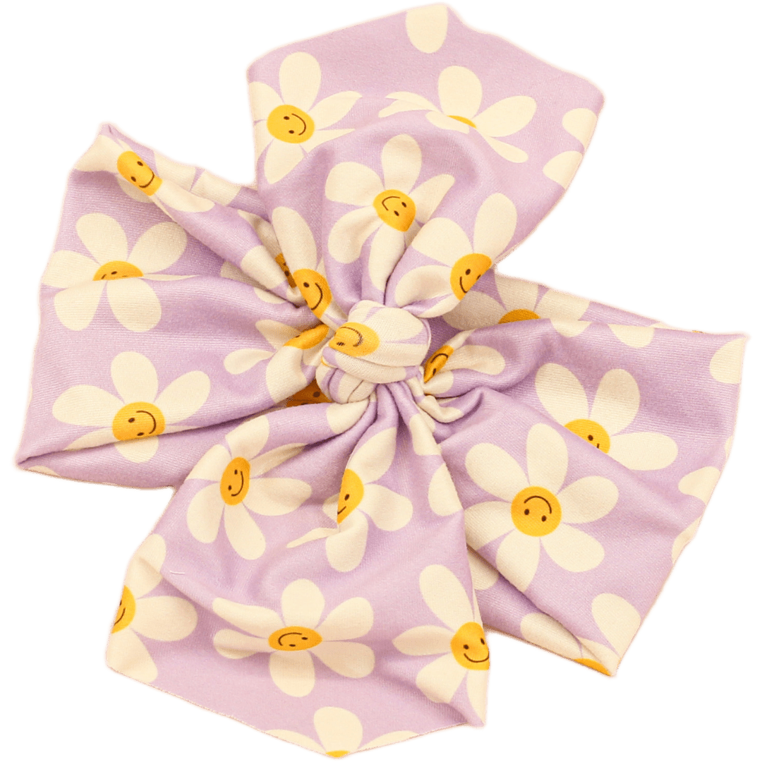Smiley Purple Daisies Top Knot Headband - The Sassy Olive
