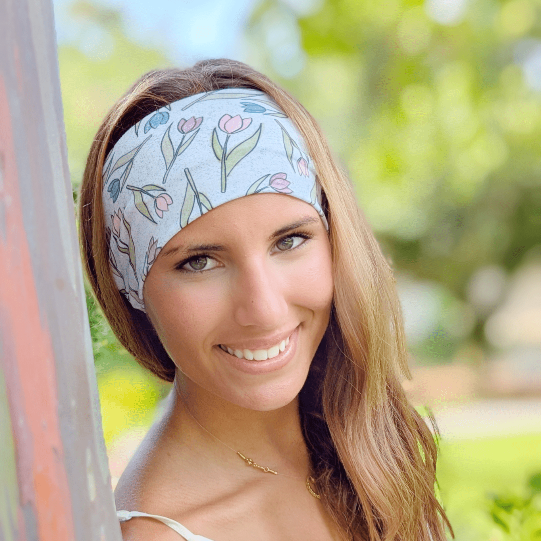 Tossed Tulips Stretch Headband - The Sassy Olive