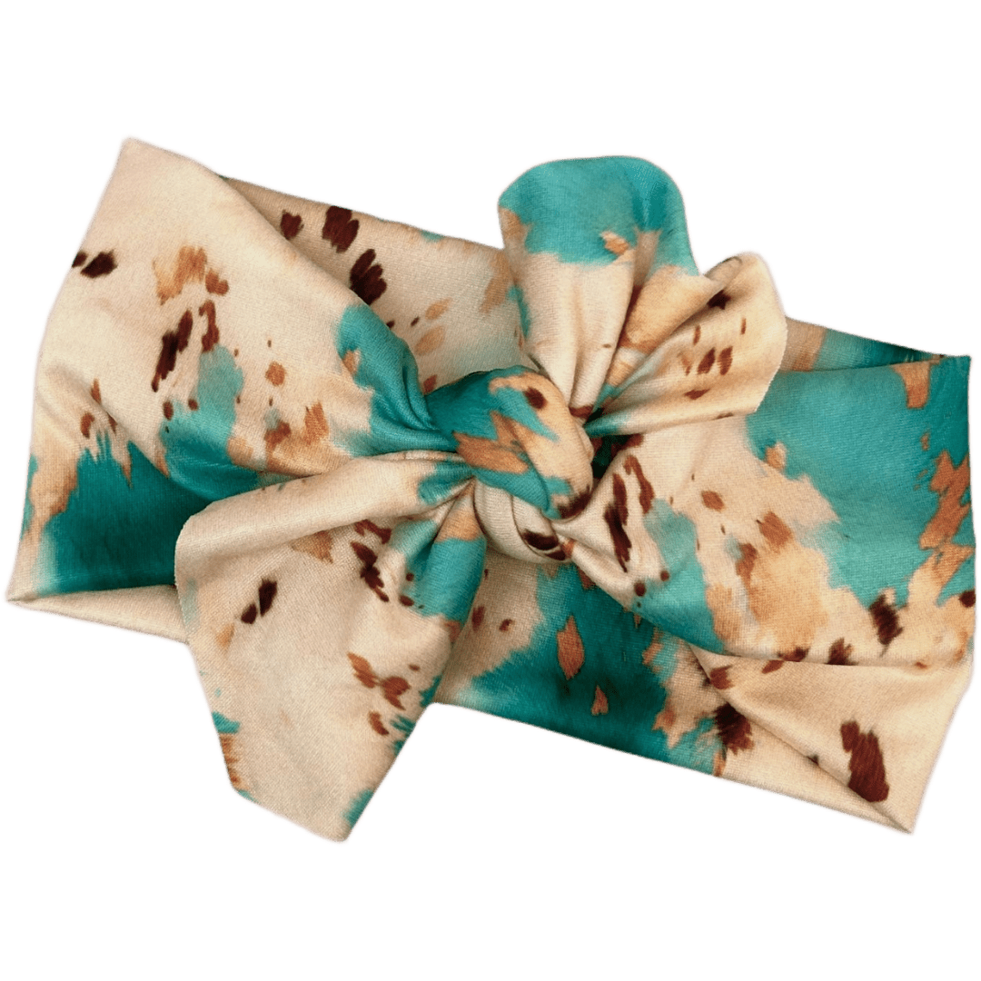 Turquoise Cow Hide Top Knot Headband - The Sassy Olive