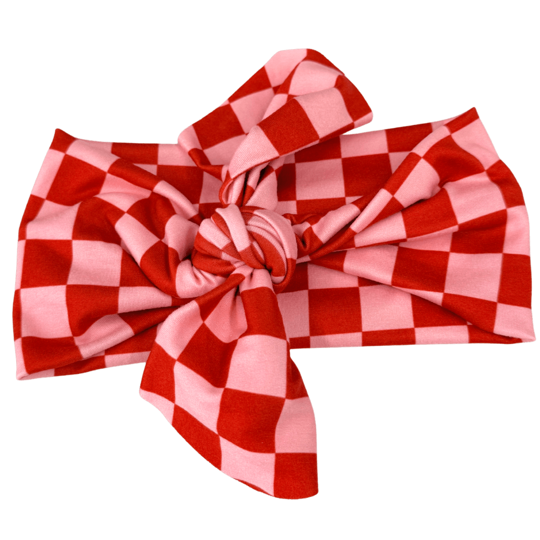 Valentine’s Checker Topknot Headband - The Sassy Olive