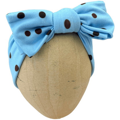 Y2K Blue &amp; Brown Polka Dot Baby Headband - The Sassy Olive