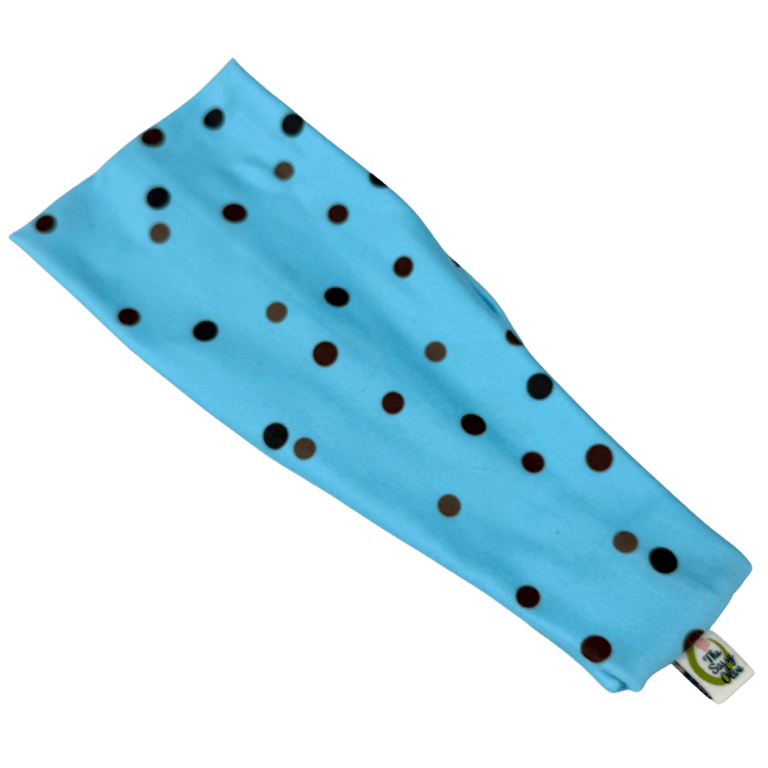 Y2K Blue &amp; Brown Polka Dot Stretch Headband - The Sassy Olive