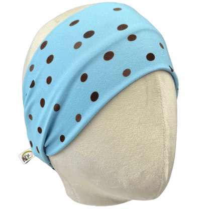 Y2K Blue &amp; Brown Polka Dot Stretch Headband - The Sassy Olive