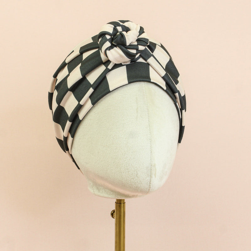 Black Ivory Checker Wrap Headband - The Sassy Olive