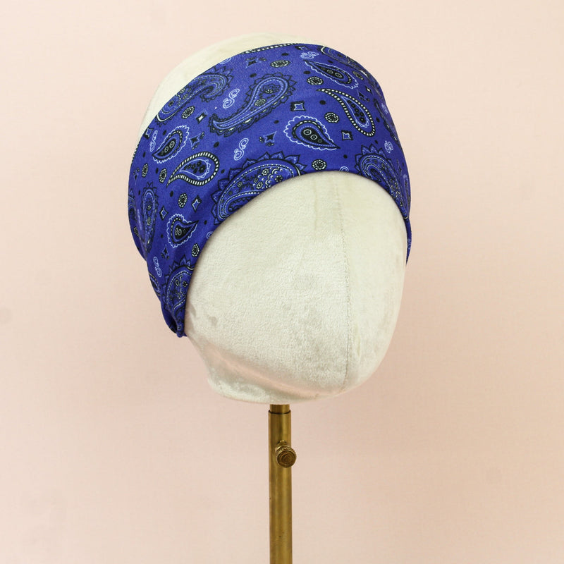 Blue Bandana Paisley Stretch Headband - The Sassy Olive