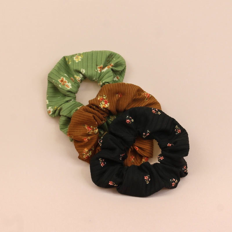 Floral Galore Textured Scrunchie Pack - The Sassy Olive