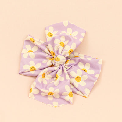 Smiley Purple Daisies Top Knot Headband - The Sassy Olive